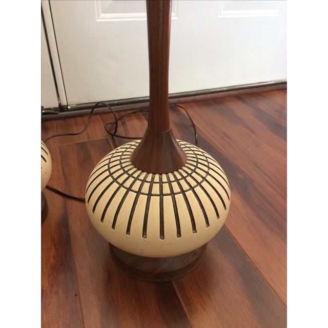 Vintage Danish Modern Teak Table Lamps - Pair | Chairish