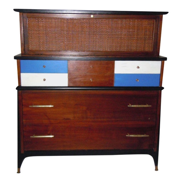 Mid-Century Modern Walnut & Painted Dresser | Chairish We striped and stained the wood to let the gorgeous wood grain shine through.