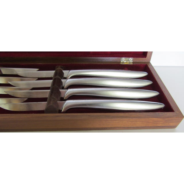 Vintage Set of 8 Gerber Miming Steak Knives in Walnut Box Chairish