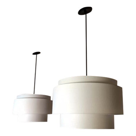 Rejuvenation Tiered Linen Drum Pendant Lights- A Pair ...