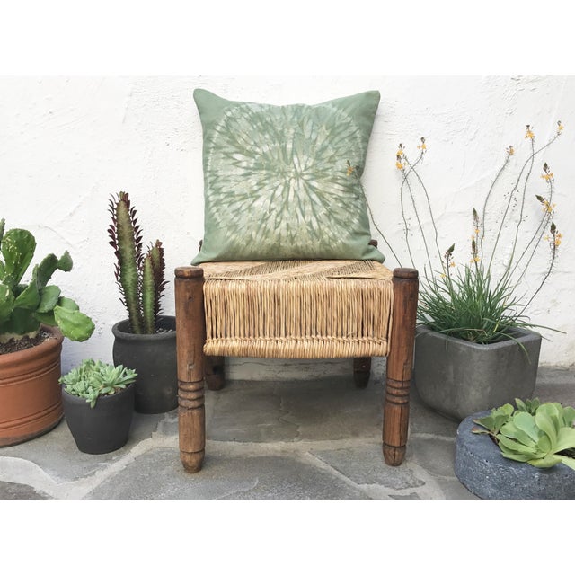 Light Green Throw Pillow With Nui Shibori Circle Design Chairish