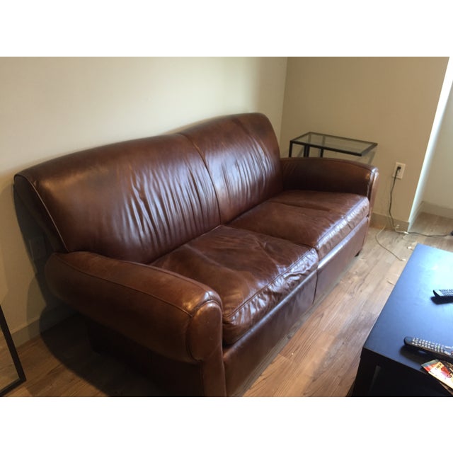 Pottery Barn "Manhattan" Leather Love Seat Sofa Chairish