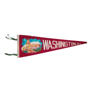 Fanion Souvenir Washington D.C. En Feutre, Vintage 1978, Made In USA, 14 Pouces
