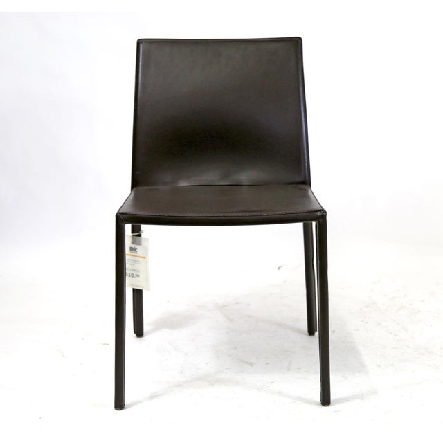 Contemporary Brown Leather Wrapped Dining Chair | Chairish