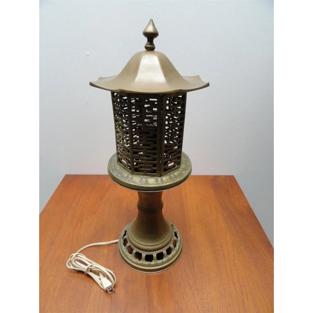 Mid-Century Chinese Style Solid Brass Table Lamp | Chairish