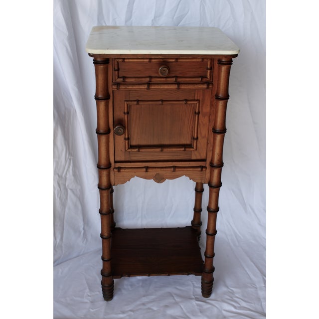 Antique French Pine Marble Top Nightstand Chairish