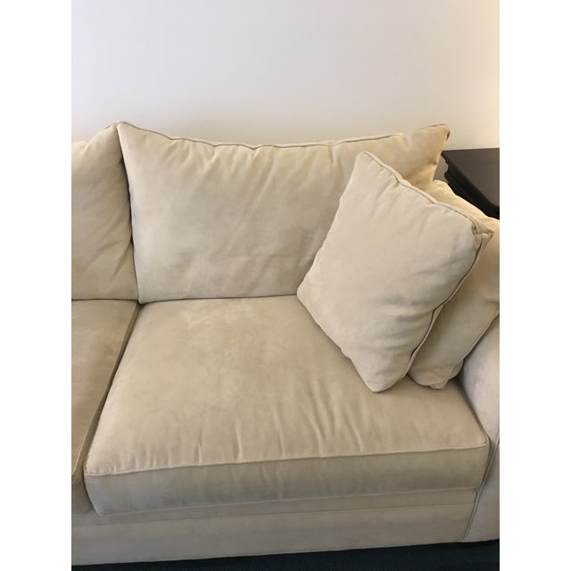 Beige Suede 2-Seater Sofa With Throw Pillows Chairish