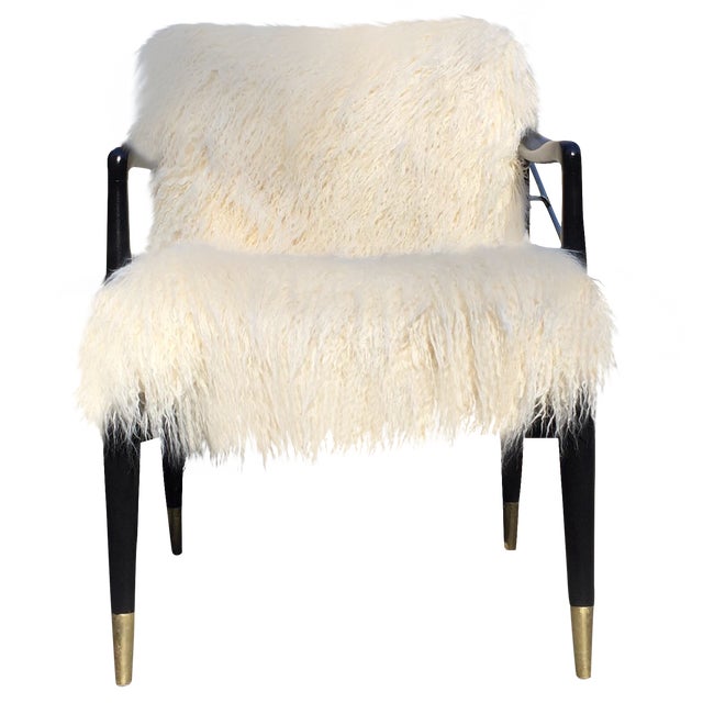 Image of Mid-Century Faux Fur Accent Chair