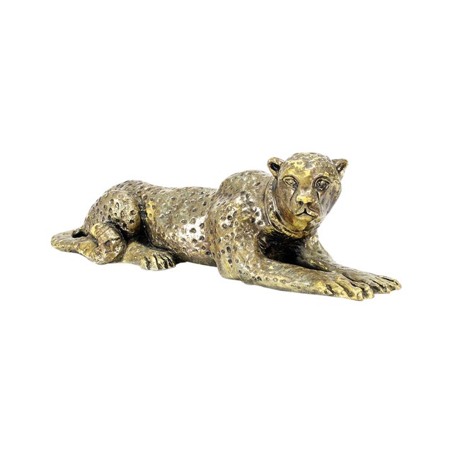 Vintage Xlarge Gold Cheetah Figurine Statue Chairish