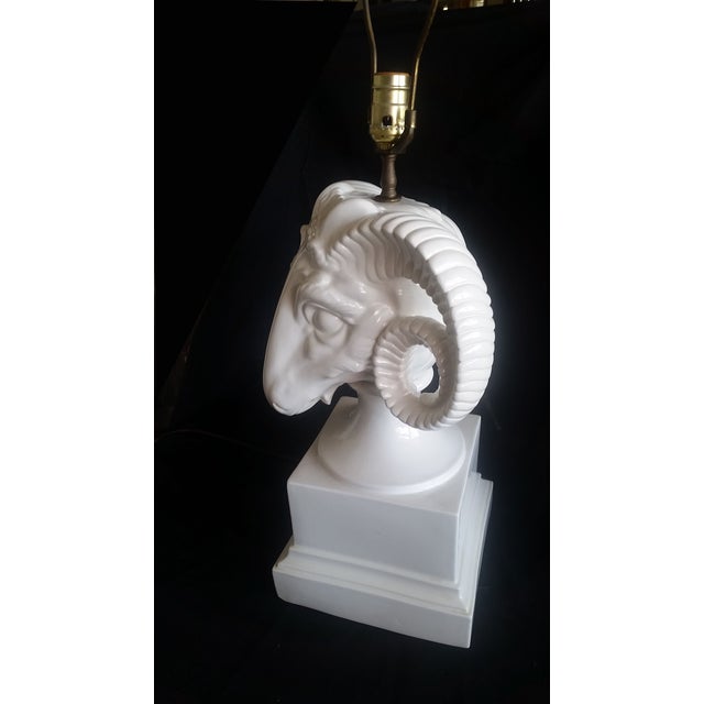 Vintage Ceramic Ram's Head Table Lamp | Chairish