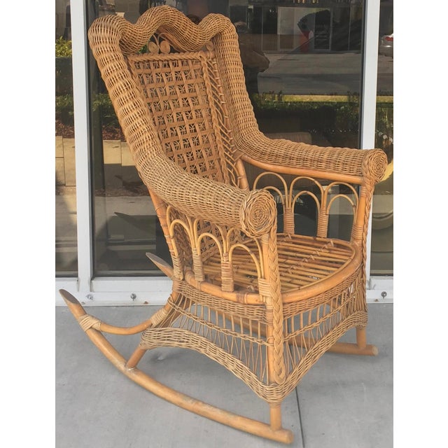 Antique Rattan & Bamboo Rocking Chair Chairish