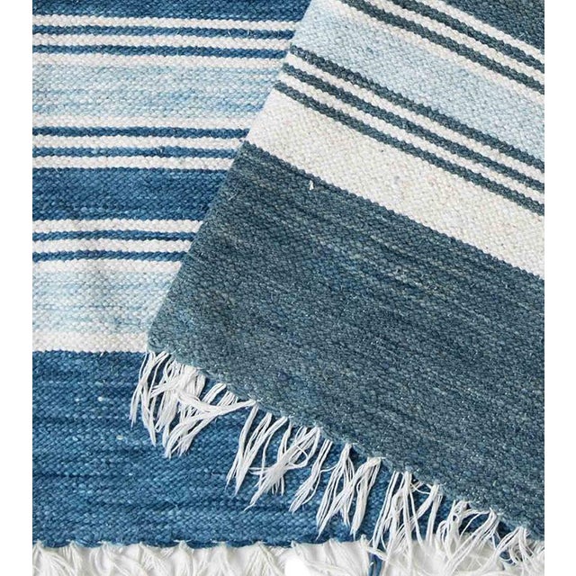 Blue & White Handwoven Striped Rug 5' x 8'6" Chairish