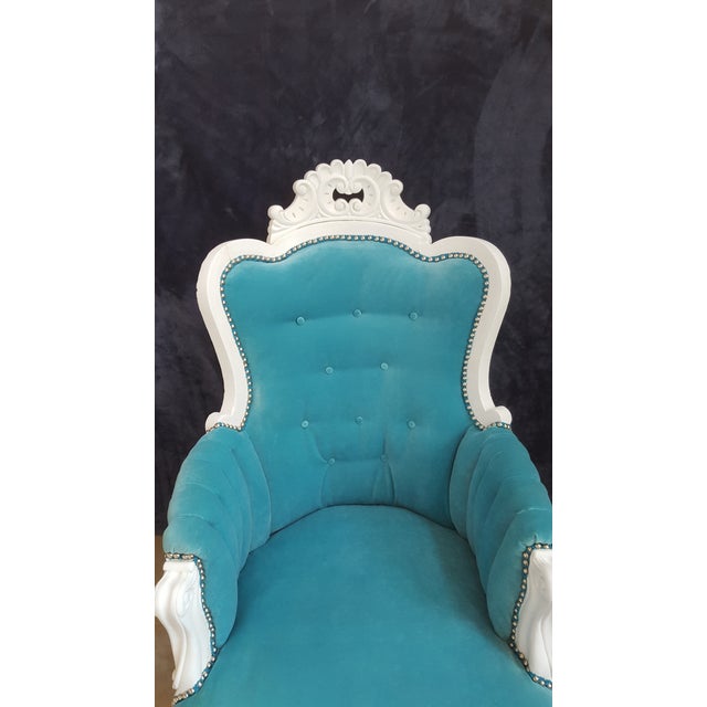 Antique Turquoise Velvet Accent Chair Chairish