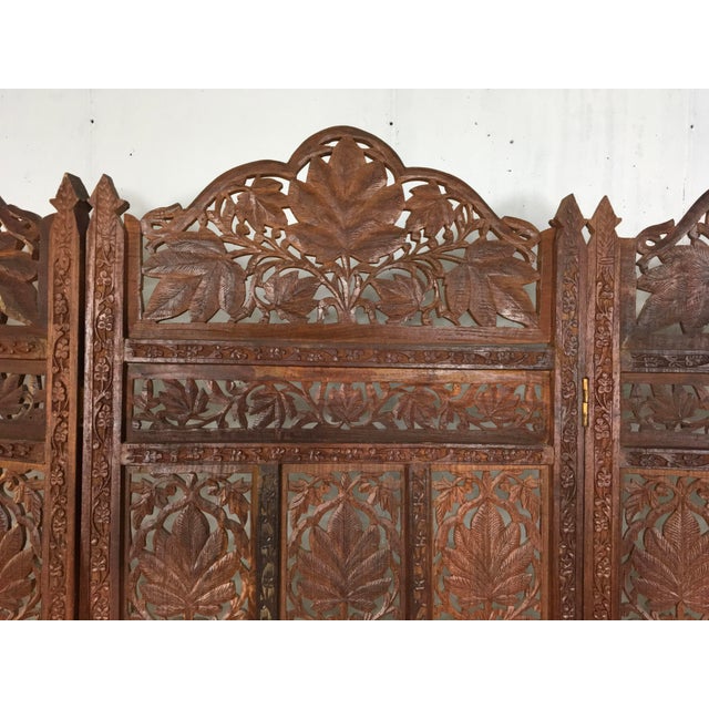 Indian Carved Teak Four Panel Screen Chairish