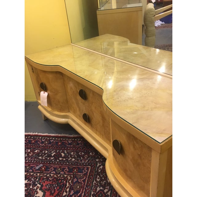 MidCentury Blond Wood Vanity with Mirror Chairish