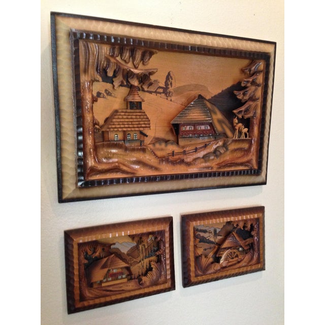 Black Forest Carved Wood Wall Decor Set of 3 Chairish