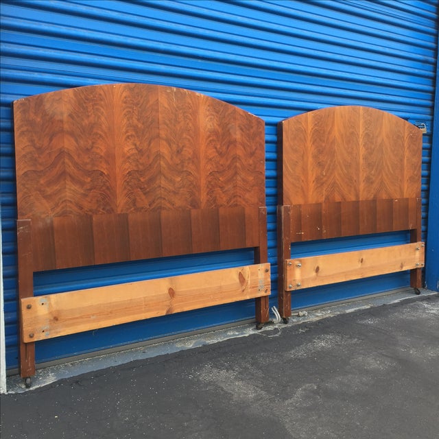 Walnut Burlwood Twin Deco Headboards A Pair Chairish