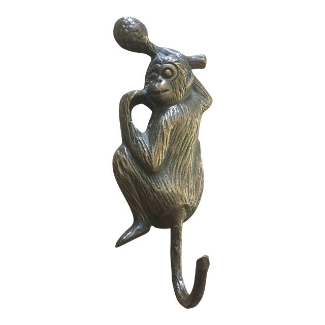 Vintage Solid Brass Monkey Wall Hook Chairish