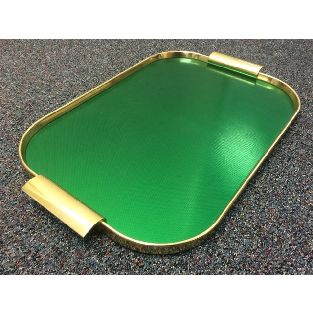 Large Metallic Green Serving Tray by Kaymet Chairish