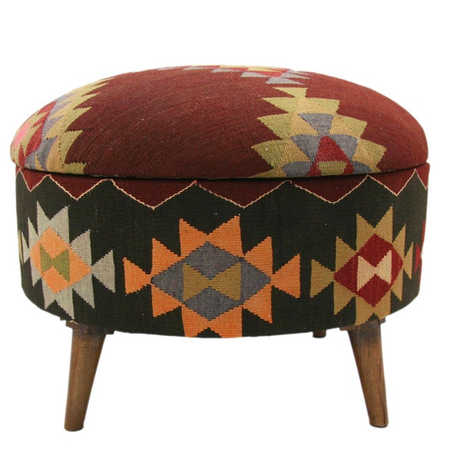 Rug & Relic Large Kilim Ottoman Chairish