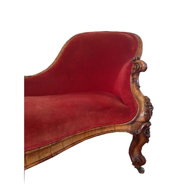 Antique Red Velvet Chaise Lounge Chairish
