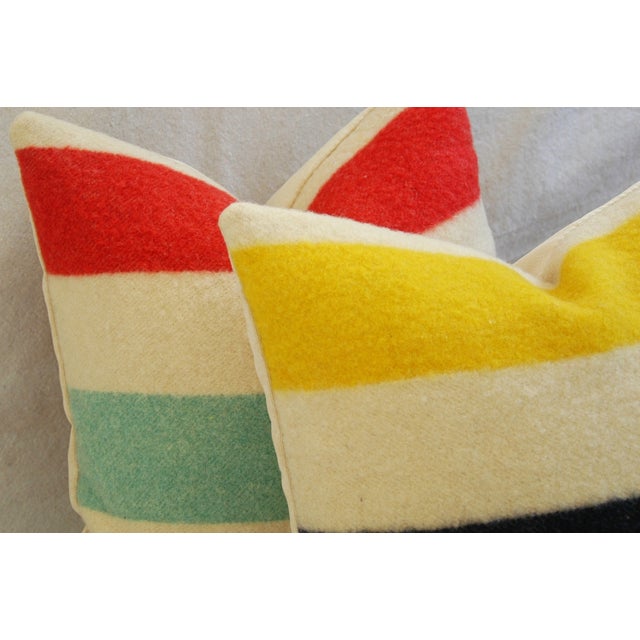 Hudson's Bay MultiStriped Blanket Pillows Pair Chairish