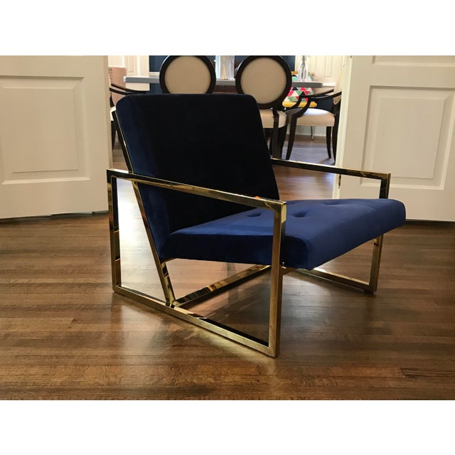 Pair of Crushed Blue Velvet Lounge Chairs Chairish