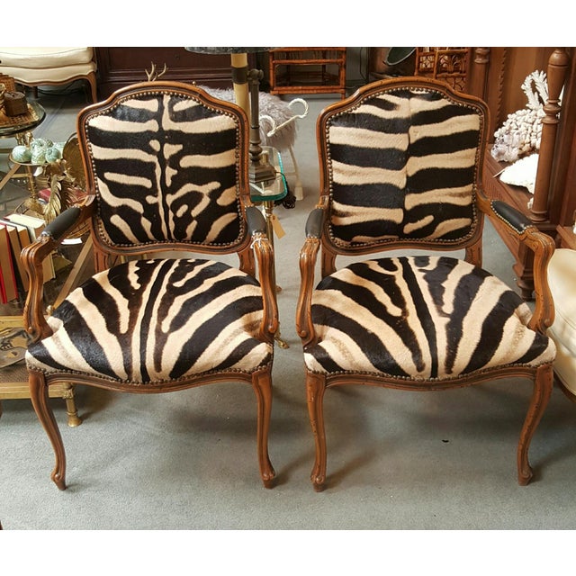Pair French Zebra Covered Chairs Chairish