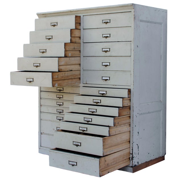 Antique Painted Wood File Chairish