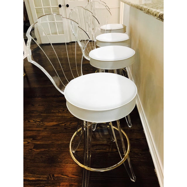 Vintage Lucite Acrylic Fan Back Bar Stools - Set of 4 ...