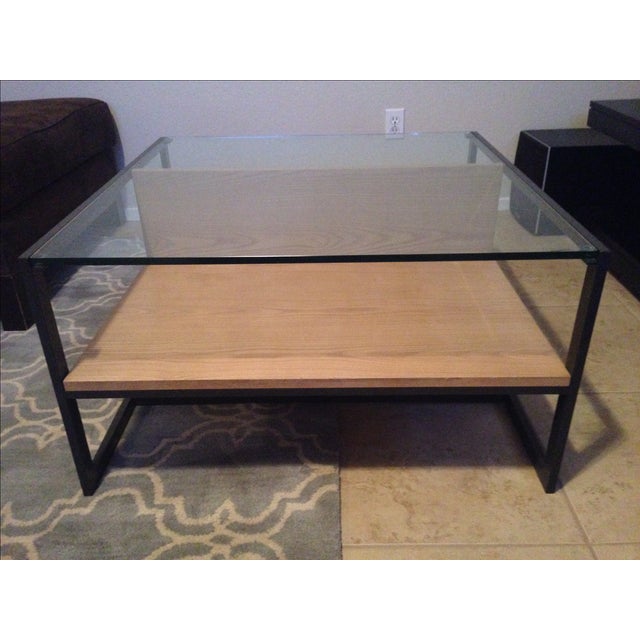 West Elm Wood & Black Metal Coffee Table Chairish