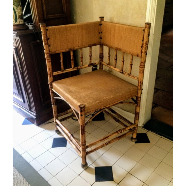 Antique Scorched Bamboo Corner Chair Chairish