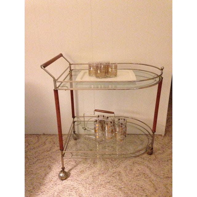MidCentury Rolling Glass Top Bar Cart Chairish