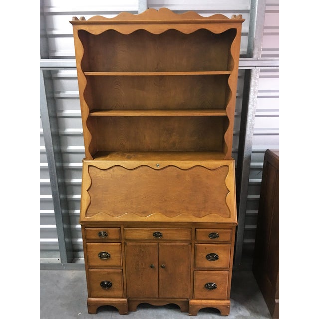 Vintage Solid Wood Secretary Desk With Hutch | Chairish