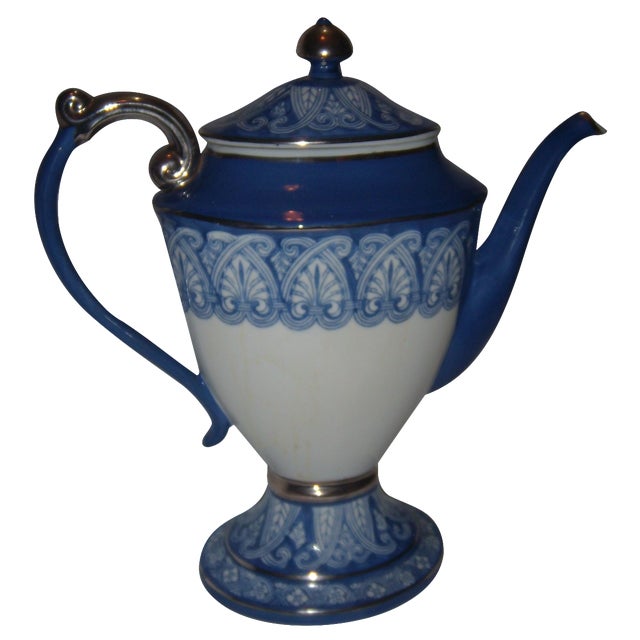 Fancy Blue Silver & White Bombay Tea Pot Chairish