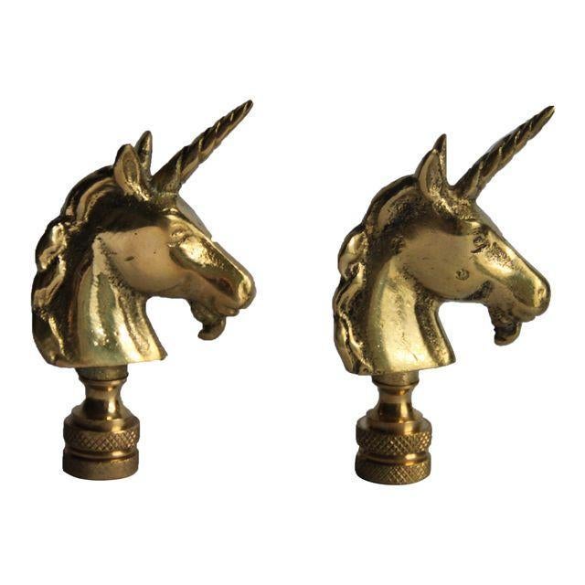 Brass Unicorn Lamp Finials Pair Chairish