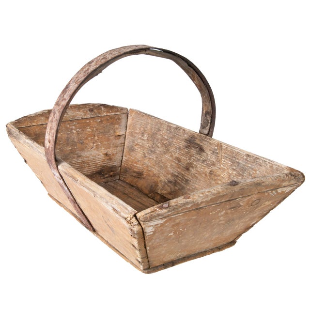 Vintage French Wooden Trug Basket Chairish