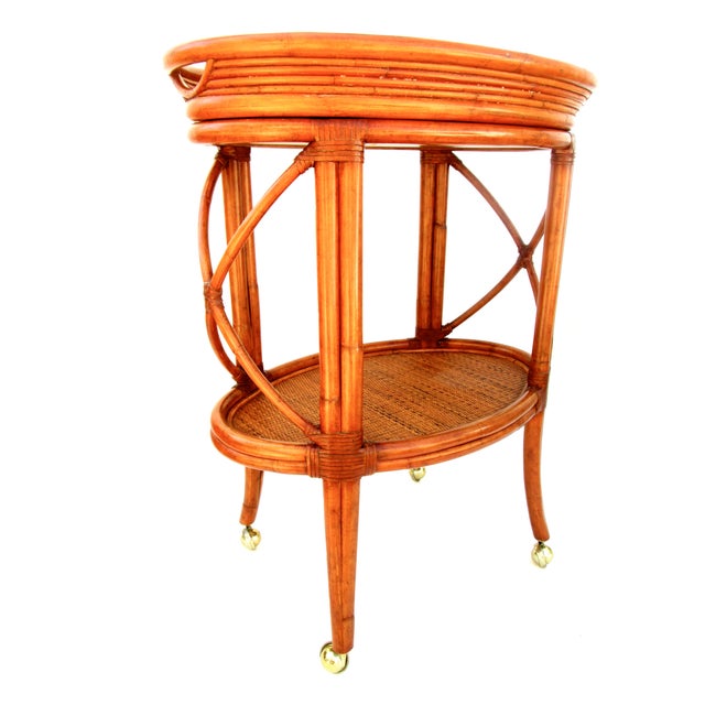 Vintage Ethan Allen Bamboo Rattan Bar Cart Chairish