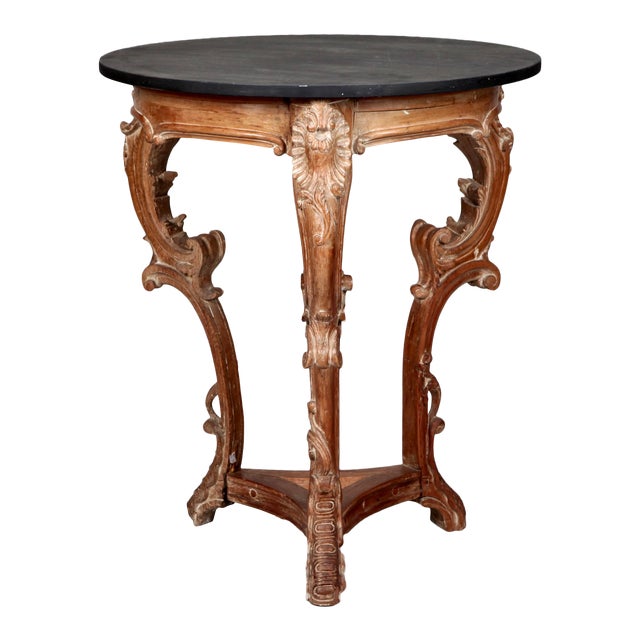 Antique French Limed Oak & Slate Three Legged Round Side Table Chairish