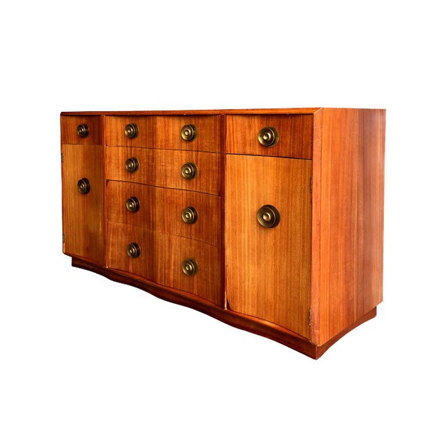 Art Deco Wood & Brass Credenza Chairish