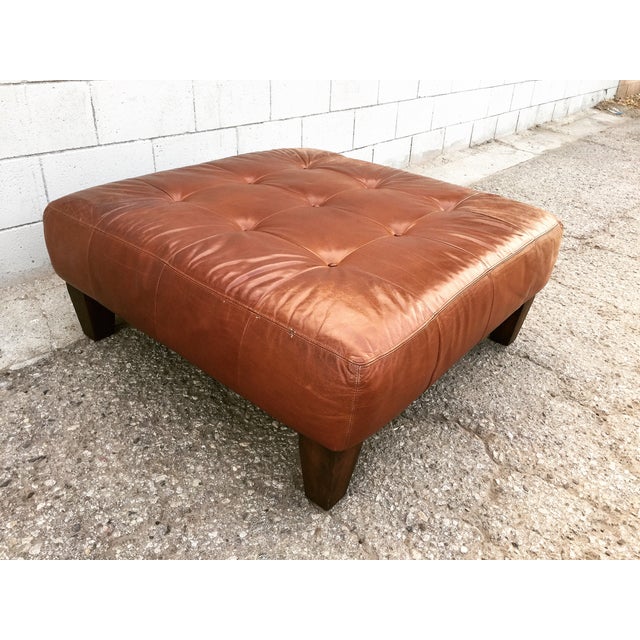 Pottery Barn Sullivan Leather Ottoman Chairish