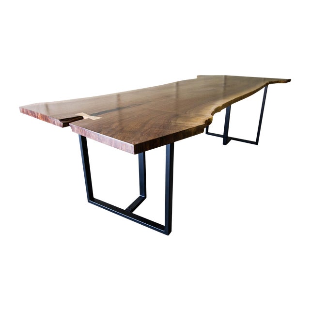 Modern Black Walnut Live Edge Dining Table | Chairish