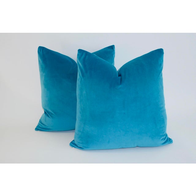 Peacock Blue Velvet Pillows A Pair Chairish