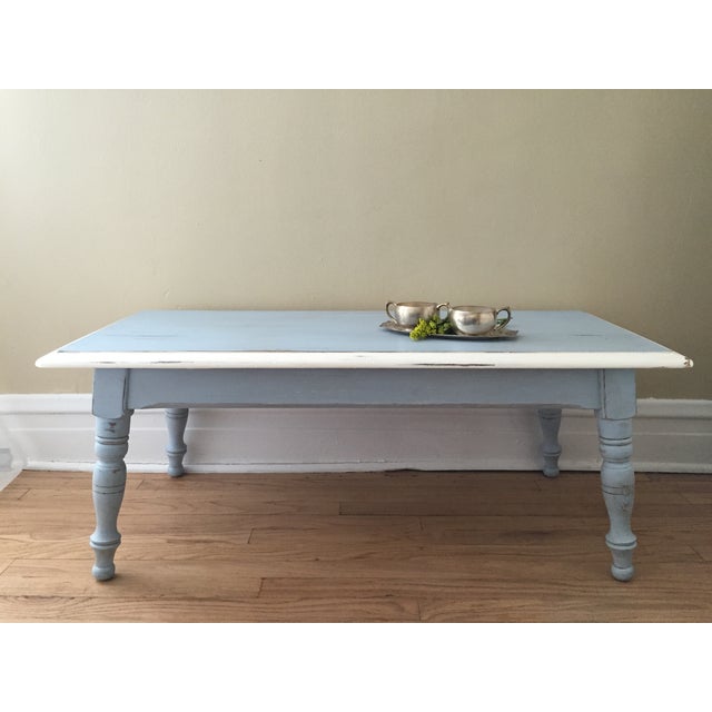 Vintage Hand Painted Coffee Table/Entryway Bench | Chairish