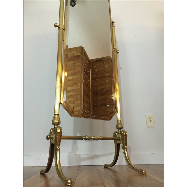 Vintage Brass Cheval Standing Floor Mirror Chairish