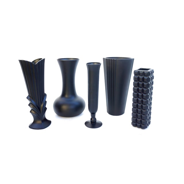 Vintage Assorted Matte Black Vases Set of 6 Chairish
