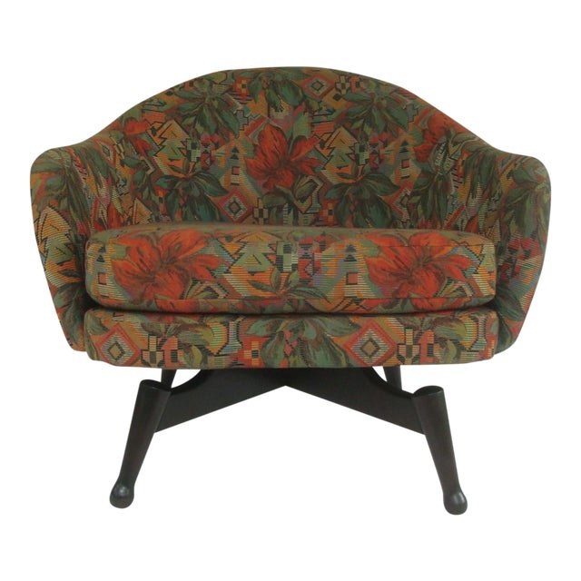 Mid-Century Modern Swivel Barrel Chair | Chairish