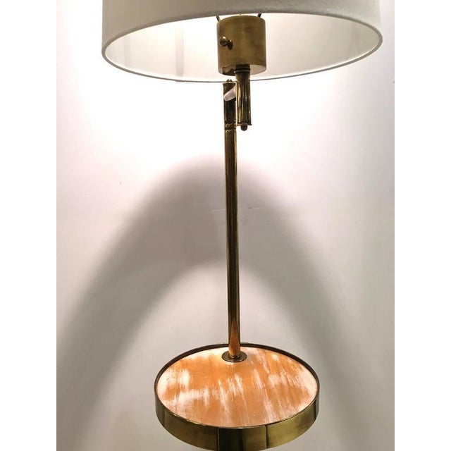 MidCentury Brass Floor Lamp W/ Cerused Wood Tray Table Chairish