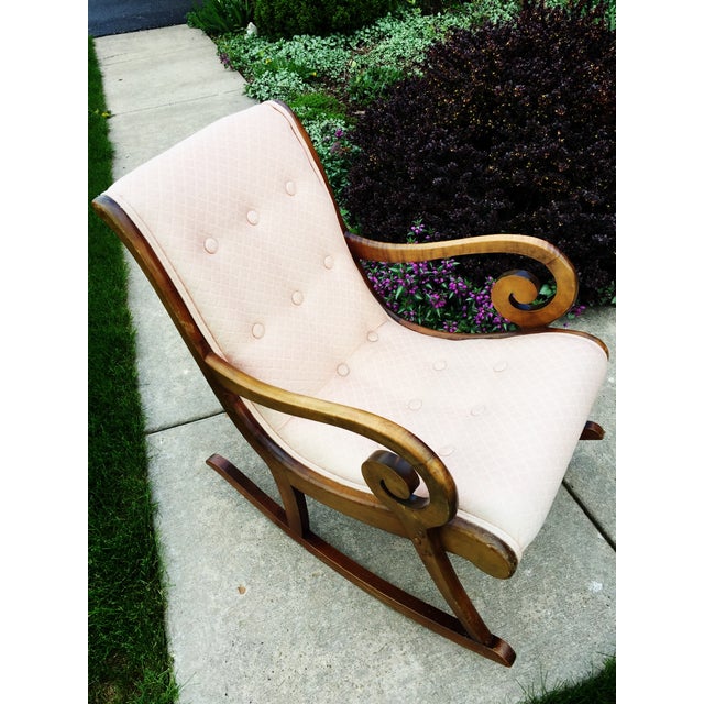 1940's French Rocking Chair Wood Curved Arms Chairish