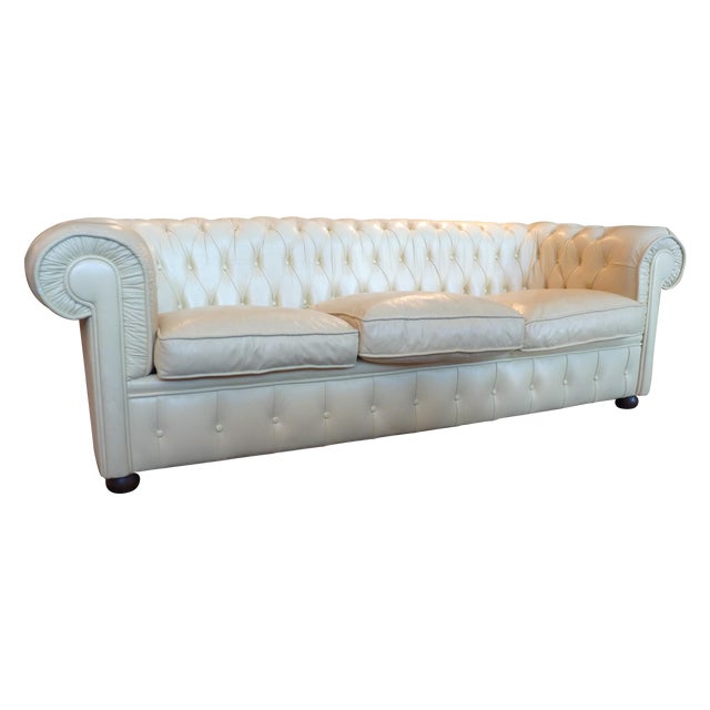 Pale Yellow Leather Chesterfield Sofa Chairish